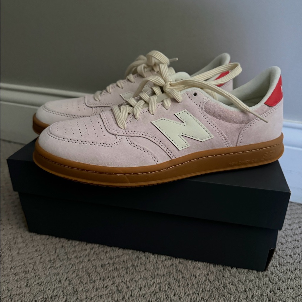 New Balance Light Pink and Red Sneakers